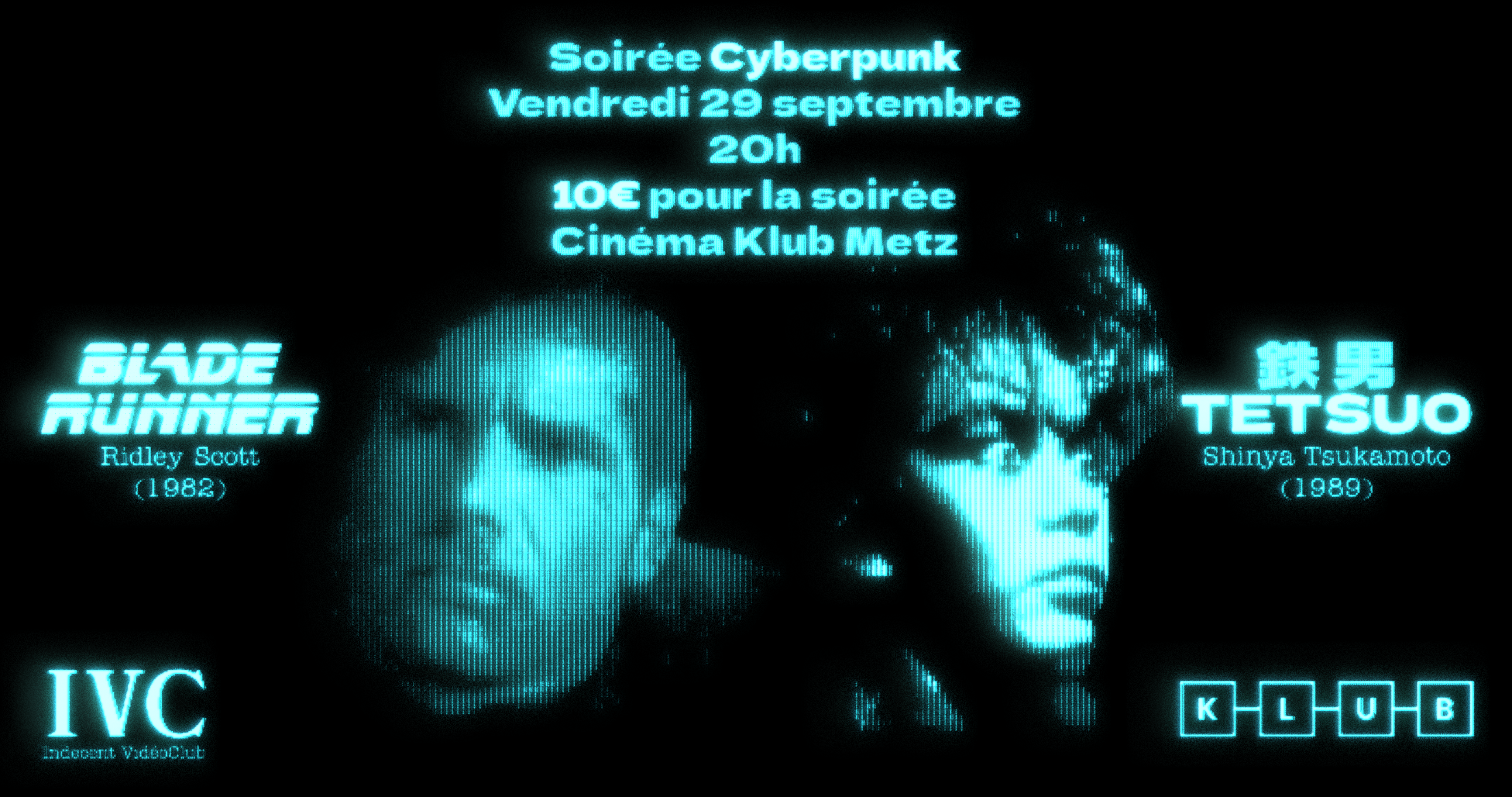 Affiche cinéma soirée Cyberpunk.