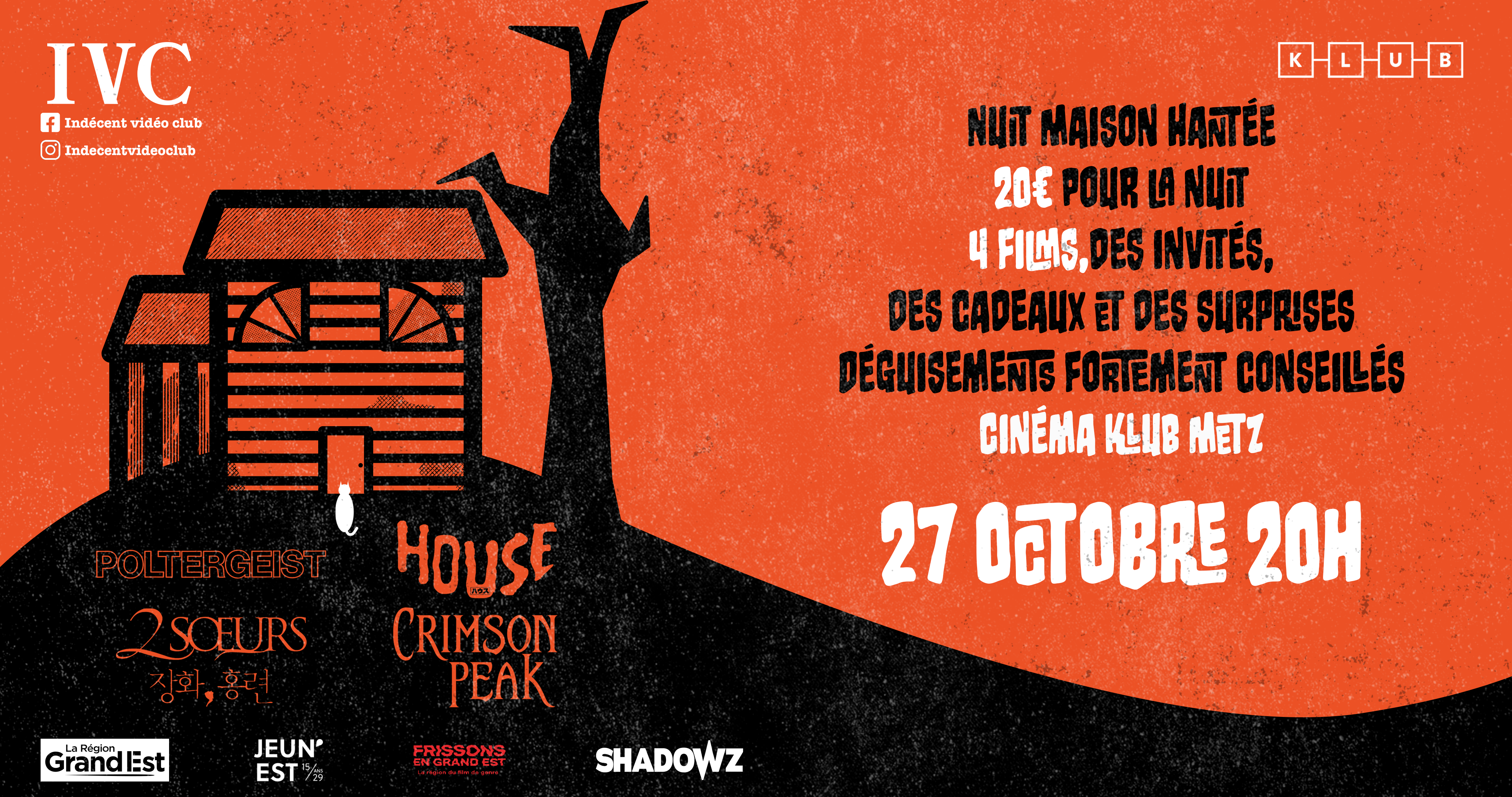 Affiche cinéma soirée maison hantée.